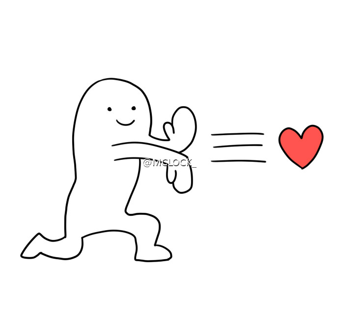 白色小人发射爱心表情包下载