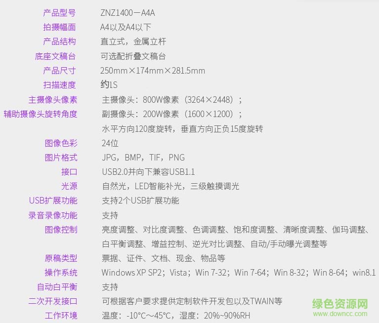 指南者ZNZ1400-A4A高拍仪驱动