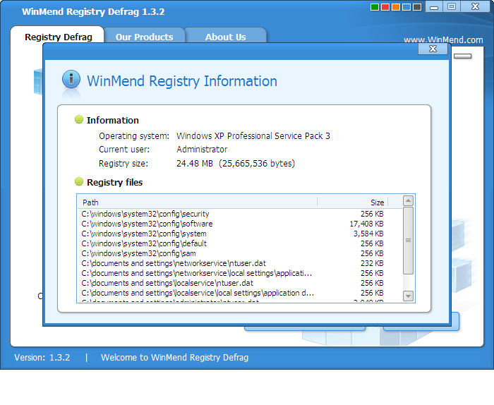 WinMend Registry Defrag 注册表碎片整理清理工具下载