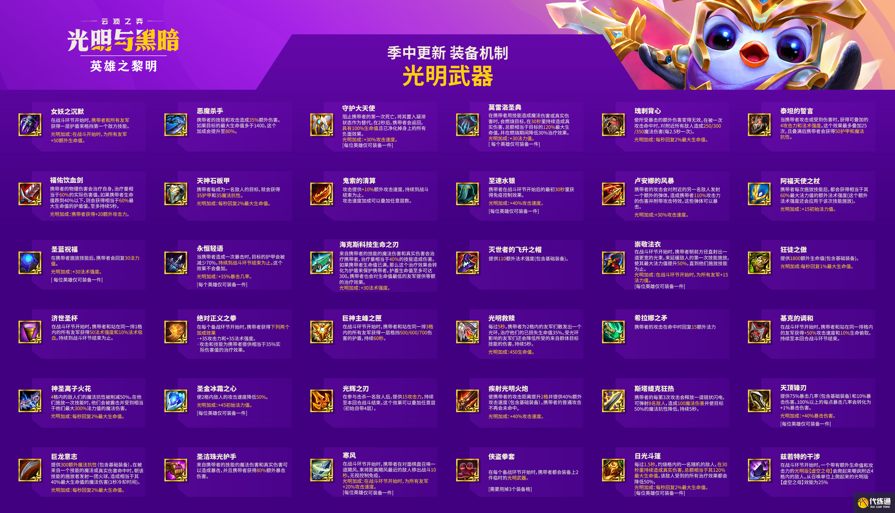 云顶之弈S5.5版本装备介绍_光明装备攻略