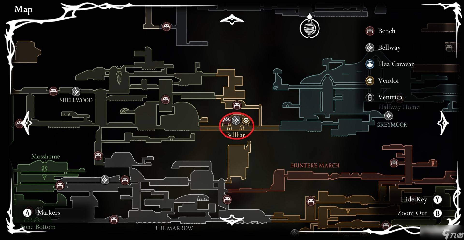 《空洞骑士：丝之歌》稀有美食采集地点与收集路线详解：纺络珍馐熏肉跑图攻略